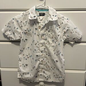 Kids Oshkosh size 10 (runs small- fits like an 8) button down with surfer print.